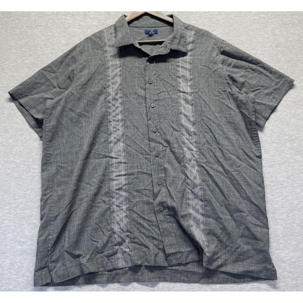 George Shirt Mens 2XL (50-52) Gray Textured Pleated Collared Button Up Casual